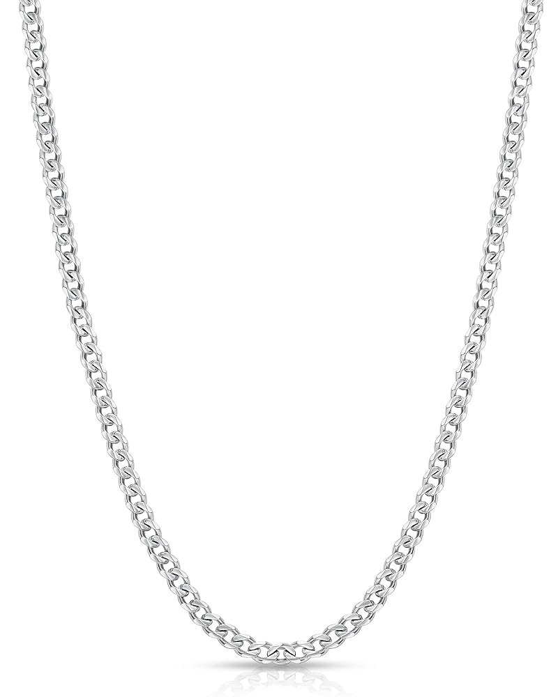 Fiusem 3.5mm Silver Tone/Black/14K Gold Plated Chains for Men, Mens Necklace Chains Stainless Steel Cuban Link Chain Necklace for Men, Mens Chain 16, 18, 20, 22, 24, 26, 28 Inch
