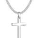 Fiusem Cross Necklace for Men, Silver Tone/Gold Plated/Black Mens Cross Necklaces with 3.5mm Cross Chain and Stainless Steel Cross Pendant, Cuban Chain 16-28 Inch