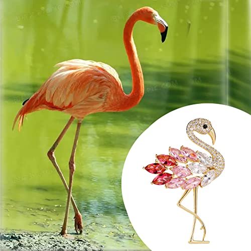 Flamingos Wild Animal Brooch Lapel Pin Women's Rhinestone Crystal Graceful Enamel Bird Brooch Brooch Pin for Women Girls Fashion Dress Hat Bag Suit Tie Wedding Accessories...