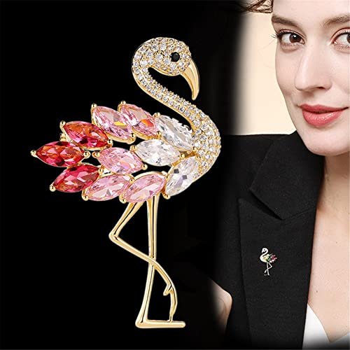 Flamingos Wild Animal Brooch Lapel Pin Women's Rhinestone Crystal Graceful Enamel Bird Brooch Brooch Pin for Women Girls Fashion Dress Hat Bag Suit Tie Wedding Accessories...