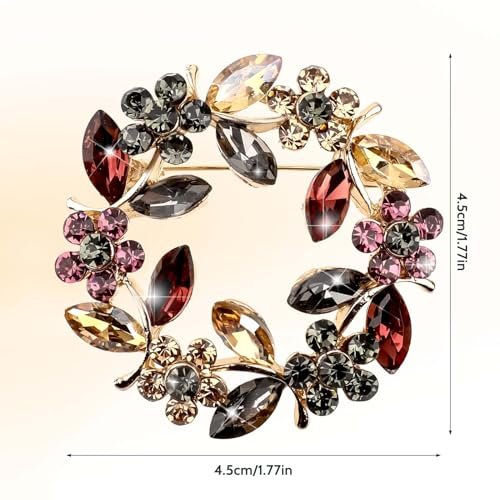 Flower Brooches for Women,Wreath Brooch Pin Rhinestone Brooch Pins Crystal Pearl Flower Brooches Pins Rose Flower Brooches Rose Floral Vintage Brooch for Women Girls...