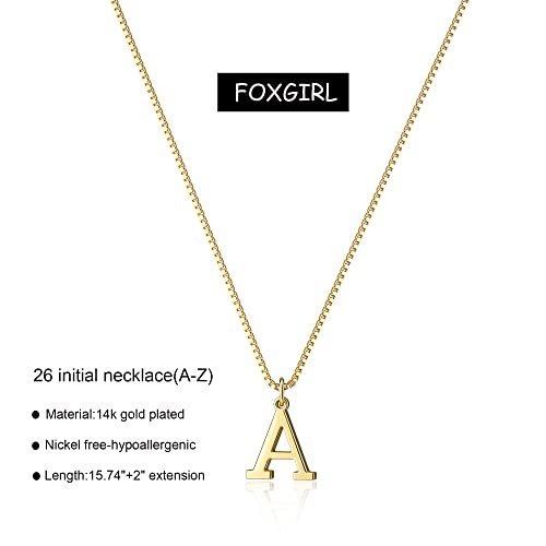 Foxgirl Gold Initial Necklaces for Women, Dainty Gold Letter Necklace Tiny A-Z Pendant Choker Necklace Trendy Cute Personalized Monogram Name Necklace Gold Jewelry Necklace for...