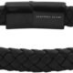 Geoffrey Beene Men's Braided Genuine Leather Bracelet with Stainless Steel Closure