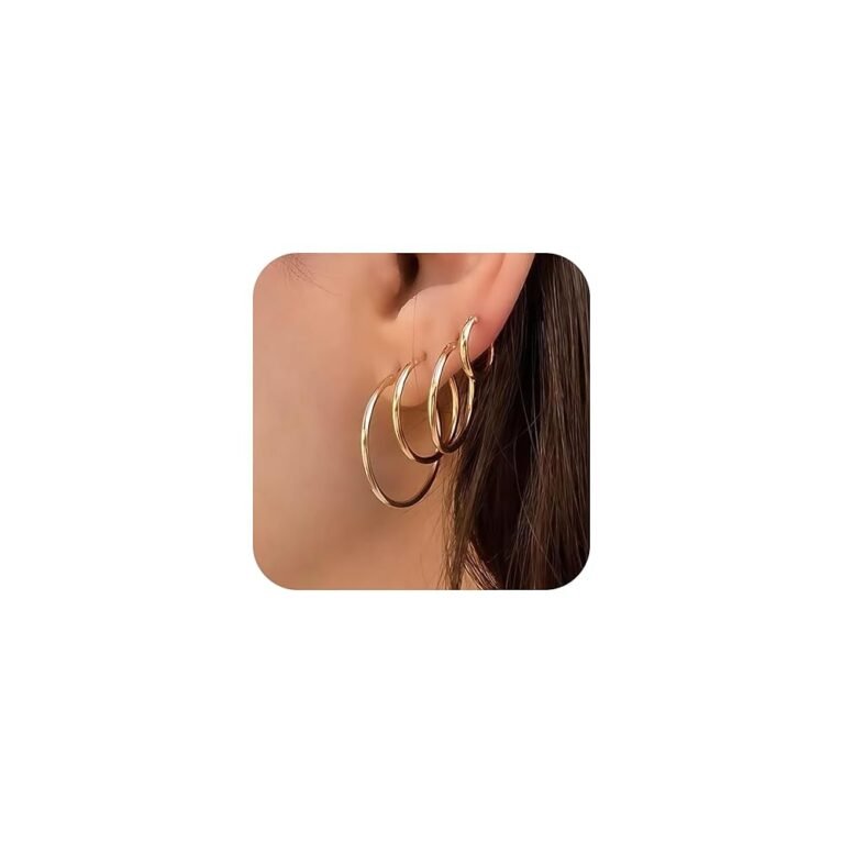 Gold Hoop Earrings Set for Women,14k Real Gold Plated Gold Hoops with S925 Sterling Silver Post Hypoallergenic Thin Hoop Earrings Gold Earrings for Women Trendy Jewelry Gifts