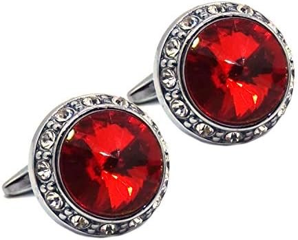 Große Manschettenknöpfe mit rubinroter Farbe Swarovski Crystals Mens Gift Manschettenknöpfe von CUFFLINKS DIRECT