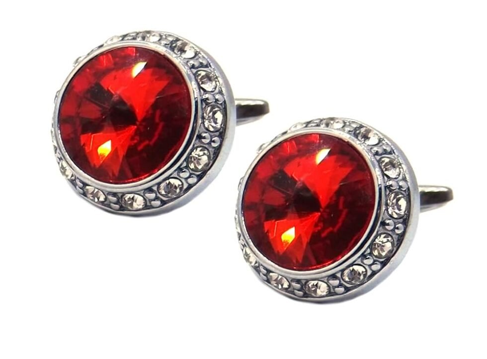 Große Manschettenknöpfe mit rubinroter Farbe Swarovski Crystals Mens Gift Manschettenknöpfe von CUFFLINKS DIRECT