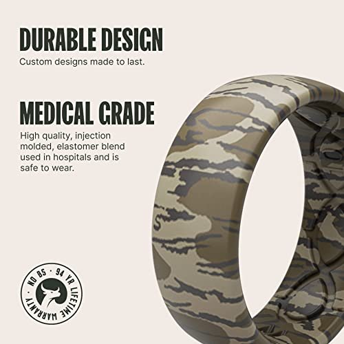 Groove Life Mossy Oak Camo Silicone Ring Breathable Rubber Wedding Rings for Men, Lifetime Coverage, Unique Design, Comfort Fit Ring