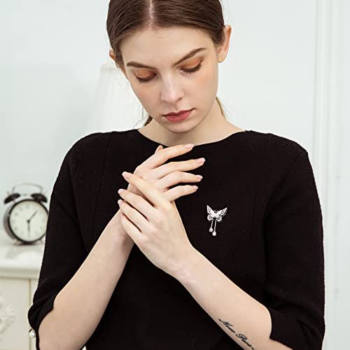 Guoshang Women Hollow Out Butterfly Brooch Pin with Pendant Butterfly Lapel Pin for Coats Jackets Sweaters Accessories,Gold,1 Pc