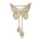 Guoshang Women Hollow Out Butterfly Brooch Pin with Pendant Butterfly Lapel Pin for Coats Jackets Sweaters Accessories,Gold,1 Pc