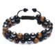 HASKARE Triple Protection Bracelet, Genuine Tigers Eye Black Obsidian and Hematite 8mm Beads Bracelet for Men Women, Crystal Jewelry Stone Bracelets Christmas Gifts for Men...