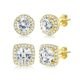 Hayoso 18K Gold Plated Halo Stud Earrings 925 Sterling Silver Cubic Zirconia Stud Earrings Round Square Diamonique Stud Earrings Set for Women Men