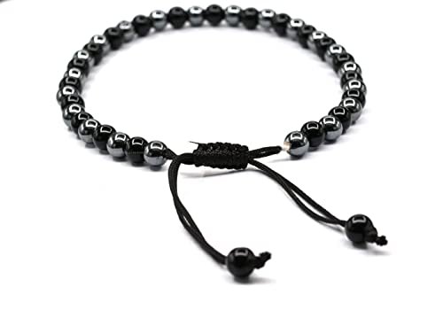 Hematite Black Obsidian Anklet - Anti Swellig Ankle Bracelet, Weight Loss Aid Ankle Bracelet for Men Women