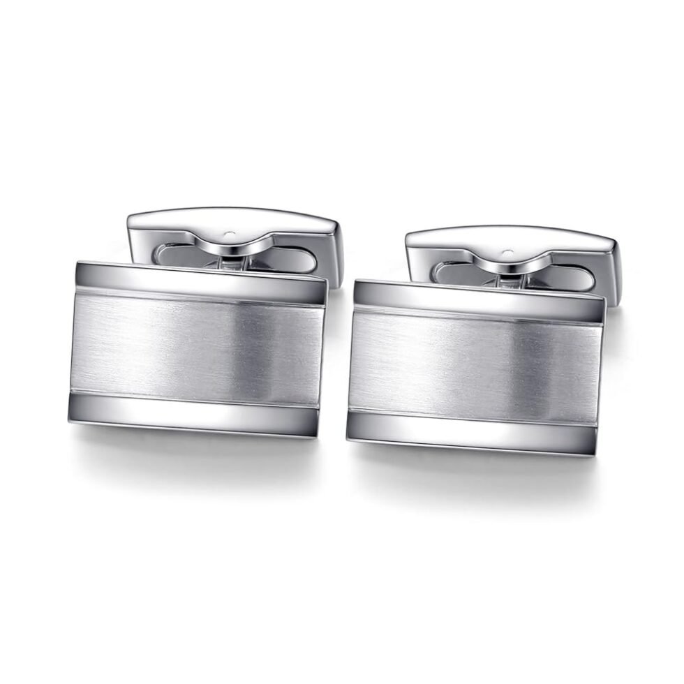 HONEY BEAR Rectangle Cufflinks for Mens Steel Business Wedding Gift