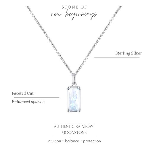 HOPE LOVE SHINE New Beginnings Rainbow Moonstone Sterling Silver Necklace for Women