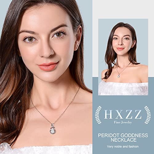 HXZZ Fine Jewelry Birthstone Gifts for Women Natural Gemstone Topaz Amethyst Opal Garnet Peridot Citrine Sterling Silver Pendant Necklace Birthday Gift for Wife Mom