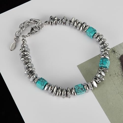 Italian Handmade Stainless Steel Men's Bracelet with Natural Gemstones,Mens Bracelets Birthday Annivesary Gifts,Casual Men's Bracelets