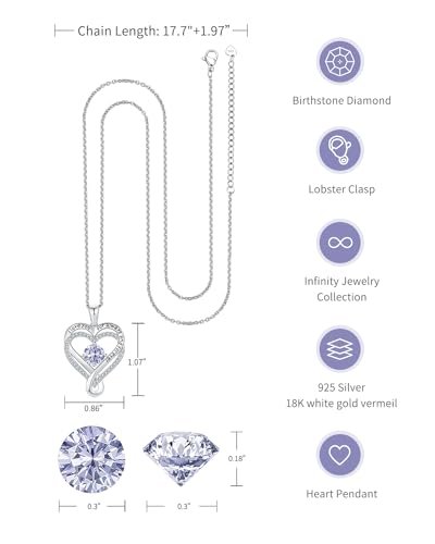 Jewelry for Women Wife Infinity Heart Birthstone I Love You Necklace for Women S925 Sterling Silver Wedding Anniversary Birthday Gifts for Wife Girlfriend Women's jewelry...