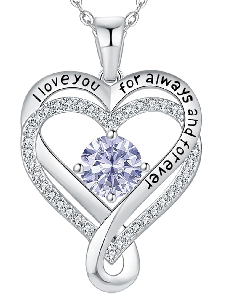 Jewelry for Women Wife Infinity Heart Birthstone I Love You Necklace for Women S925 Sterling Silver Wedding Anniversary Birthday Gifts for Wife Girlfriend Women's jewelry...