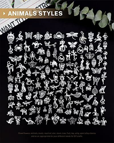 JIALEEY 300 PCS Wholesale Bulk Lots Jewelry Making Charms Mixed Smooth Tibetan Silver Alloy Charms Pendants DIY for Bracelet Necklace Jewelry Making and Crafting