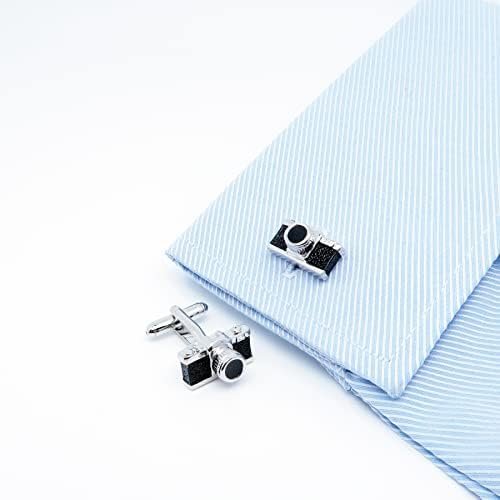 Jonwo Jahrgang Kamera Manschettenknöpfe für Herren In Geschenkbox Fotograf Men Cufflinks Hochzeit Tanzparty Hemd Ferien Jubiläum Kleid