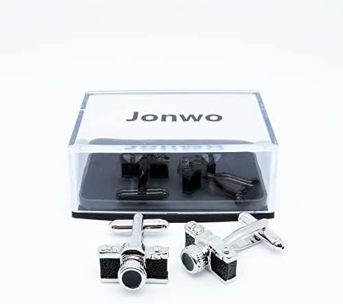 Jonwo Jahrgang Kamera Manschettenknöpfe für Herren In Geschenkbox Fotograf Men Cufflinks Hochzeit Tanzparty Hemd Ferien Jubiläum Kleid