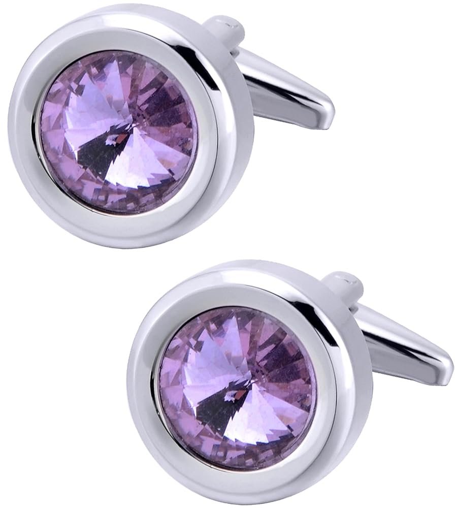 Jonwo Rund Kristall Manschettenknöpfe für Herren In Geschenkbox Silber und Gold Manschettenknöpfe Men Cufflinks Hochzeit Hemd Manschetten Tanzparty Ferien Jubiläum Kleid