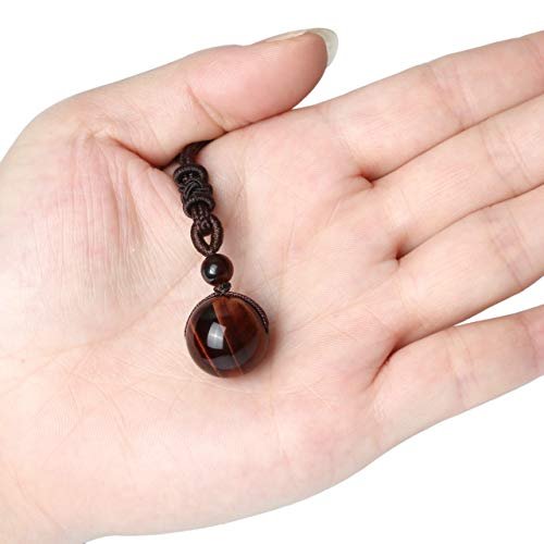 Jovivi Healing Crystals Necklace Natural Tiger Eye Amethyst Lucky Blessing Protection Chakra Beads Stone Pendant for Women Men Adjustable