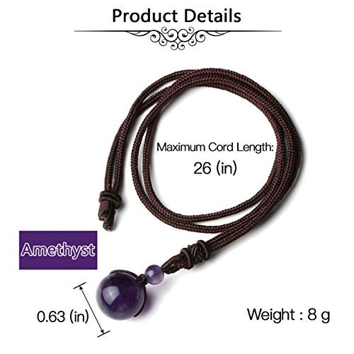 Jovivi Healing Crystals Necklace Natural Tiger Eye Amethyst Lucky Blessing Protection Chakra Beads Stone Pendant for Women Men Adjustable