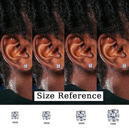 Jstyle 4-7MM Magnetic Earrings for Men Women Shiny Round Cubic Zirconia Stud Earrings for Non-Pierced Ears Hypoallergenic Stainless Steel Fake Earrings Not Easy to Fall off