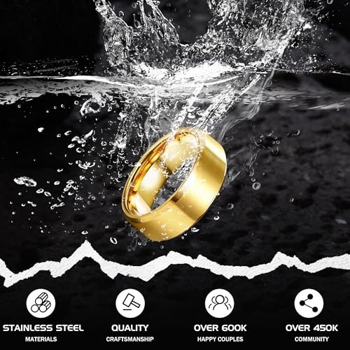 Jstyle Stainless Steel Rings for Men Wedding Ring Cool Simple Band 8MM Width 3 Pcs A Set