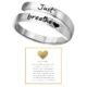 Just Breathe Ring for Women, Adjustable Heart Ring, Stainless Steel Spiral Wrap Healing Rings, Inspirational & Heart felt Gift