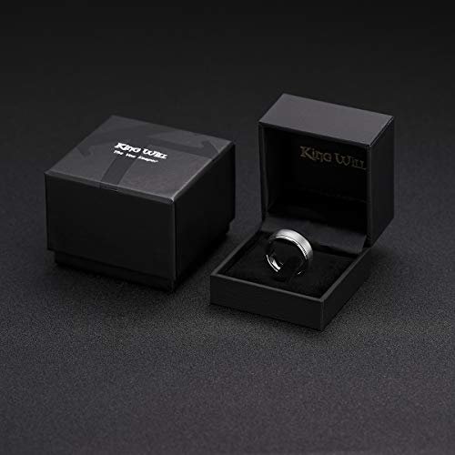 King Will Basic Tungsten Ring for Men 6mm 7mm 8mm 9mm 10mm Silver Blue Tungsten Wedding Band Matte Brushed Finish Comfort Fit