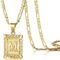 KissYan Initial Letter Pendant Necklace for Men Womens, 18K Gold Plated Square Capital Monogram Necklace Alhpabets from A-Z Figaro Chain Necklace