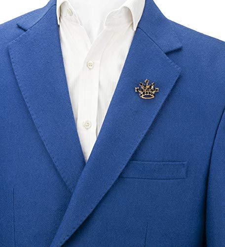 Knighthood Golden Crown with Black Stone Detailing Lapel Pin Brooch Shirt Stud for Men
