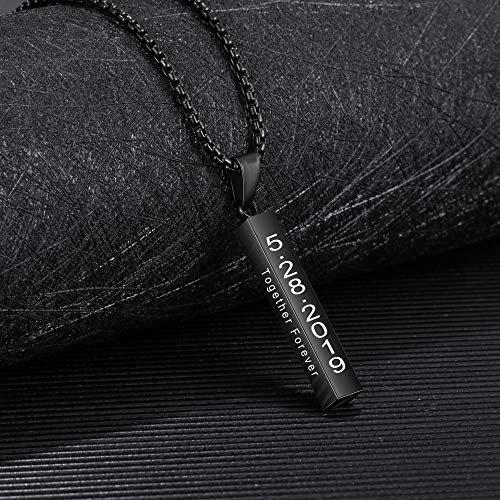Lam Hub Fong Necklace for Men Custom Valentines Day Gifts for Him Men Black Gold Silver Name Bar Necklace Initial Cross Necklace Gifts for Father Dad Brother