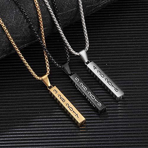 Lam Hub Fong Necklace for Men Custom Valentines Day Gifts for Him Men Black Gold Silver Name Bar Necklace Initial Cross Necklace Gifts for Father Dad Brother