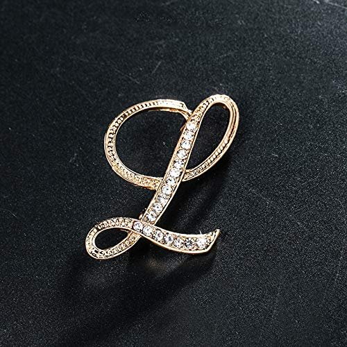 Letter Brooch Pins Initial Rhinestone Brooch for Women Crafts Gold A-Z