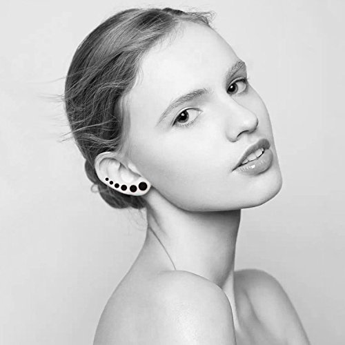 LIEBLICH Black Stud Earrings Men Women Faux Gauges Ear Tunnel Stainless Steel Earrings 6 Pairs 5mm-10mm
