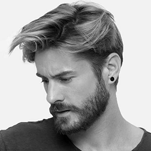 LIEBLICH Black Stud Earrings Men Women Faux Gauges Ear Tunnel Stainless Steel Earrings 6 Pairs 5mm-10mm