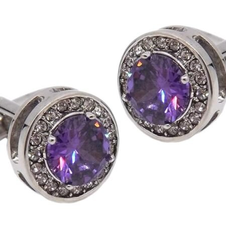 Lilac Purple Swarovski Crystal Design Men's Wedding Cufflinks Direct