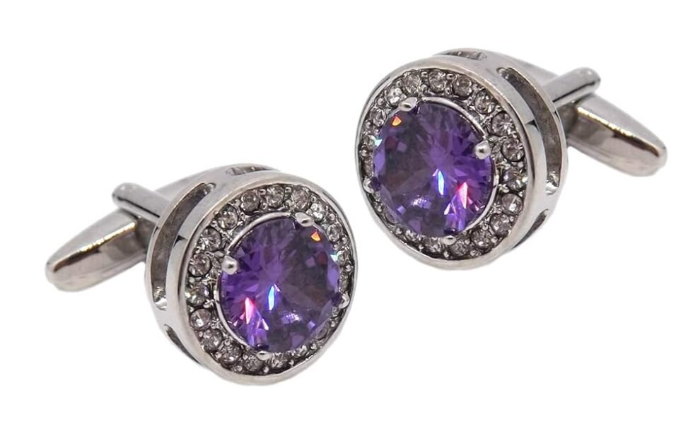 Lilac Purple Swarovski Crystal Design Men's Wedding Cufflinks Direct