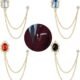 LOLIAS 4PCS Gem Brooch Lapel Pin Chain for Men Suit Tassel Collar Chains for Shirts Badge Hanging Chains Tuxedo Accessories Colorful Hat Scarf Tie Pins for Women Men Father's...