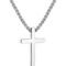 M MOOHAM Cross Necklace for Men, Silver Black Gold Stainless Steel Plain Cross Pendant Necklace for Men Box Chain 16-30 Inch