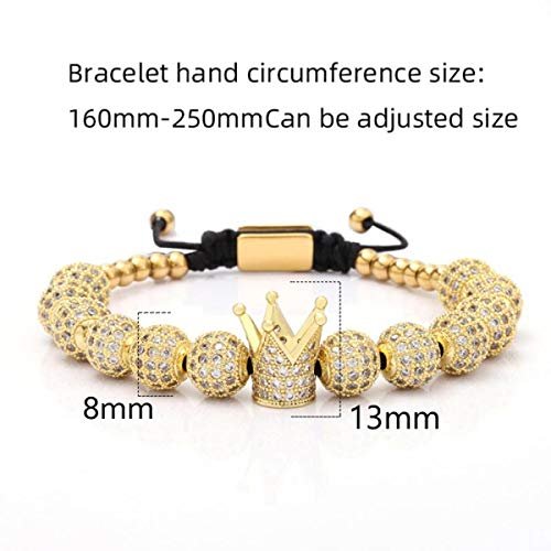 MAGIC FISH Imperial Crown King Mens Bracelet Pave CZ ，Stainless Steel Bracelets for Men Luxury Charm Fashion Cuff Bangle Crown Birthday Jewelry