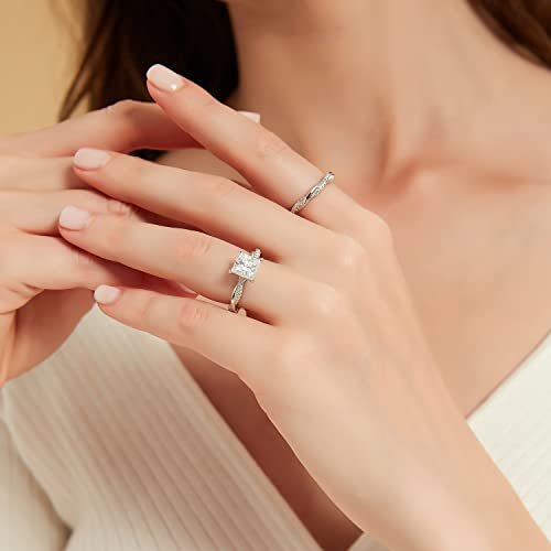Mameloly 2ct Wedding Rings for Women Princess Cut Bridal Ring Sets Cubic Zirconia Engagement Rings Twisting Infinity Pave Set Size 4-12