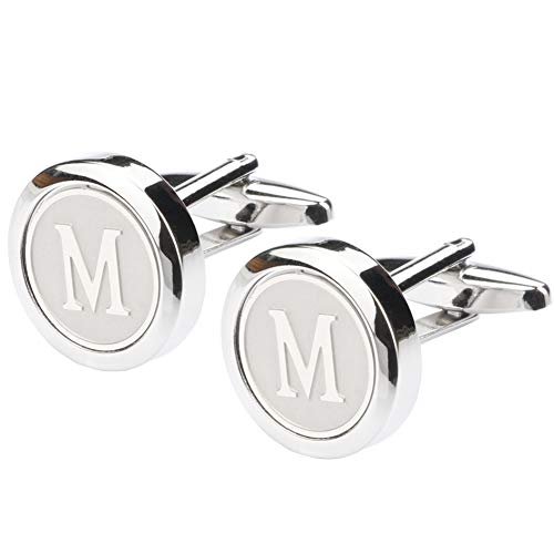 Mens Classic Stainless Steel Initial Cufflinks 26 Alphabet Initial Letter Cufflinks Business Wedding Shirts A-Z