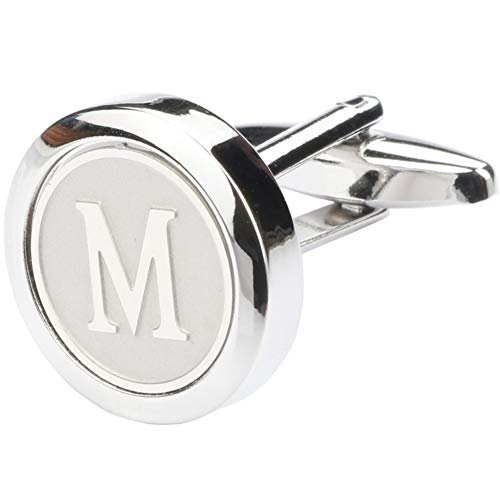 Mens Classic Stainless Steel Initial Cufflinks 26 Alphabet Initial Letter Cufflinks Business Wedding Shirts A-Z