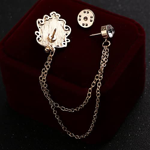 Men's Gem Brooch Lapel Pin Badge Hanging Chains Collar Brooches Pin for Career Suit Tuxedo of Shirts Tie Hat Scarf for Boyfriend Father Birthday