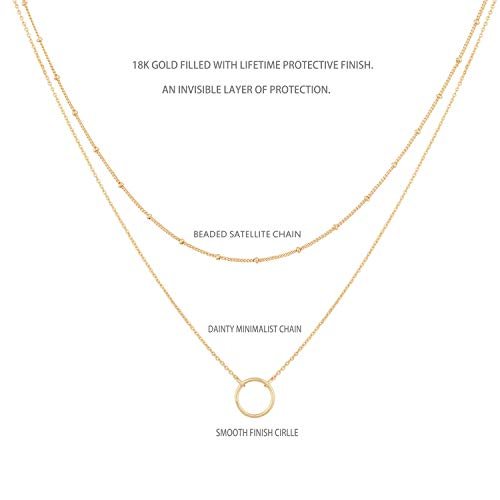 MEVECCO Layered Heart Necklace Pendant Handmade 18k Gold Plated Dainty Gold Choker Arrow Bar Layering Long Necklace for Women