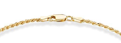 Miabella 18K Gold Over Sterling Silver Italian 2mm, 3mm Diamond-Cut Braided Rope Chain Anklet Ankle Bracelet for Women, 925 Made in Italy